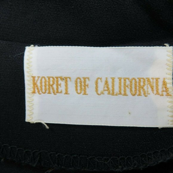 Vintage 70s Koret of California Black Button Up Blouse M Crystal Buttons Retro - Picture 6 of 12